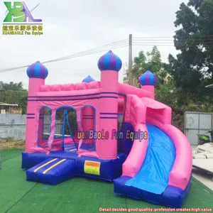 Inflatable Pink Slide Castle Combo for Event and Backyard Use