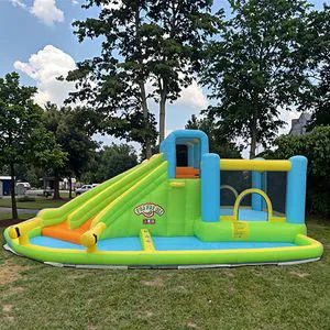 Inflatable Castle Double Slide Bouncy House with Water Play and Fun