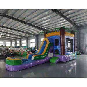 Inflatable Bounce House for Kids Large Water Slide Park Bouncer with Water Guns Climbing Wall Jumping