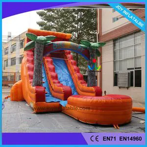 Inflatable Palm Tree Slide with Pool Jumping Boucny Slide (JOY3-050)