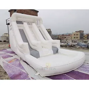 Inflatable White Adult Combo Bouncer with Inflatable Water Slide